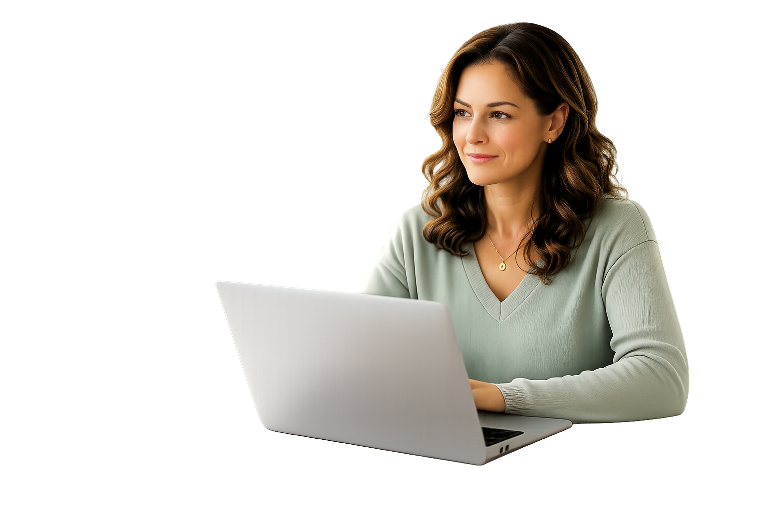 A woman researching online GLP-1 providers on her laptop at home